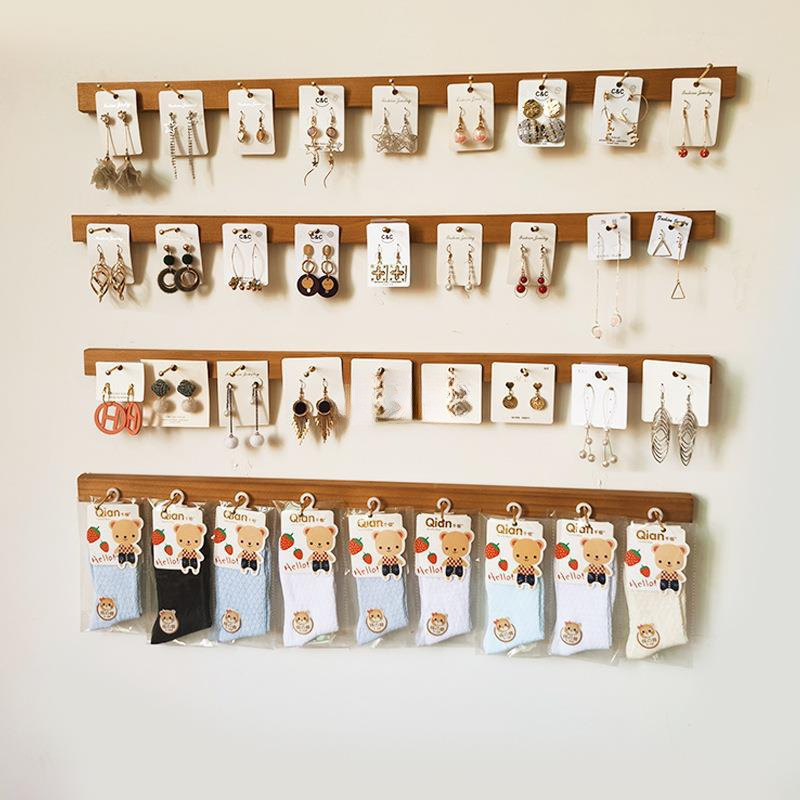墙墙上袜子木条展示架墙面展示饰品发夹挂挂耳饰展示架耳架子展示|undefined