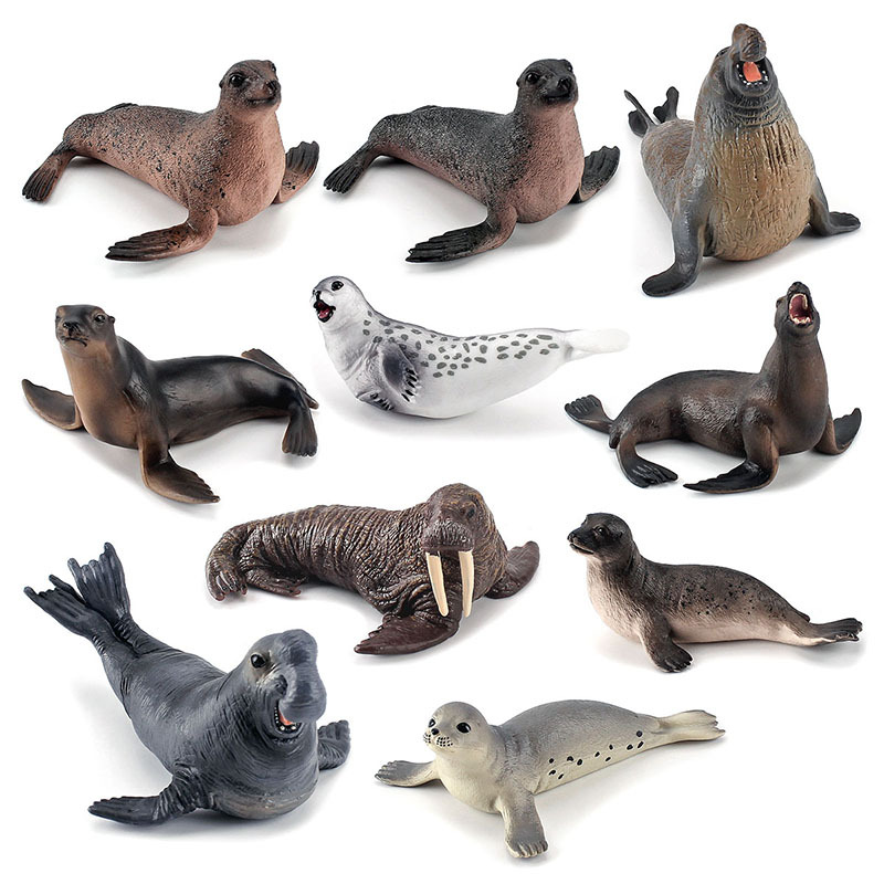 Foreign trade cross-border simulation marine life model set solid seal sea lion elephant static figure action figure toy