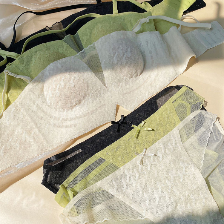 Cristal de encaje francés ropa interior las mujeres ligero cómodo transpirable sexy Correa hombro sujetador traje 6855