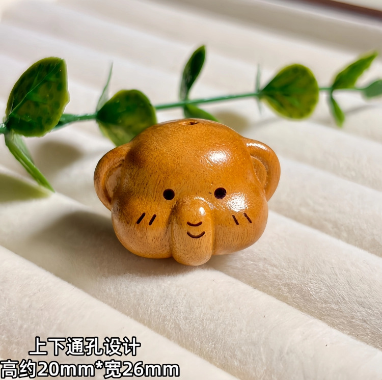 Old Peach Wood Carving Cute Little Elephant DIY Bracelet Spacer Beads Accessories Phone Chain Bag Pendant Creative Braided Rope Decoration