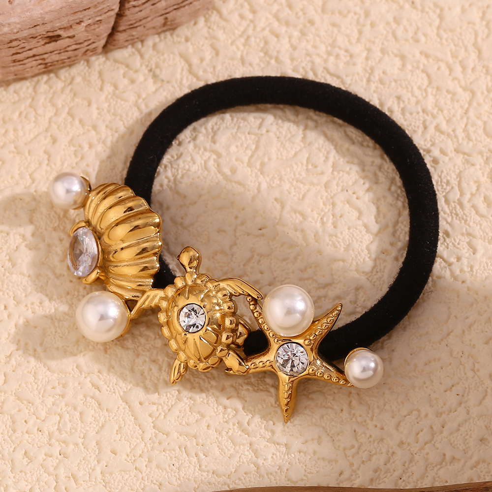 Corda per capelli di animali marini placcata in oro, corda per capelli unisex, design di nicchia esplosivo, coordinata con tutti gli accessori, in acciaio inossidabile_voghion.com