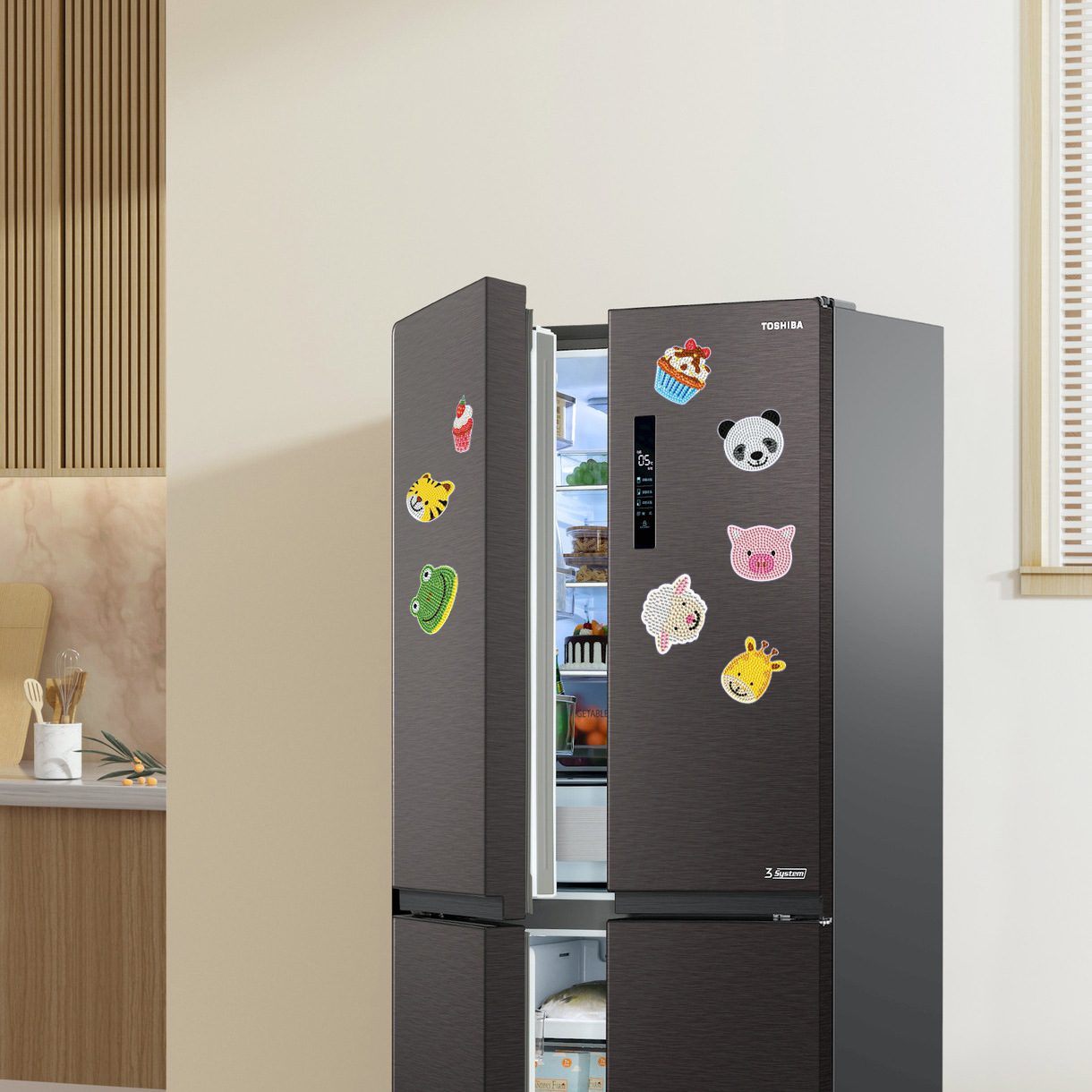 Transfronterizo Amazon creativo refrigerador pegatinas 5D completo di di dibujos animados pegatinas magneticas al por mayor pegatinas magneticas taladro de cristal