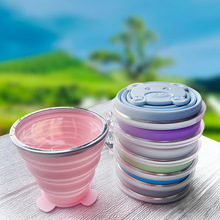 户外折叠水杯便携式露营可伸缩食品级硅胶折叠杯耐高温儿童随手
