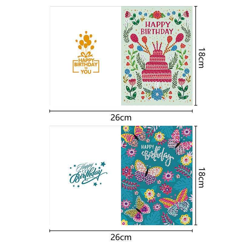 Nueva tarjeta de felicitación de pintura de diamantes bricolaje regalo de cumpleaños creativo conjunto de deseos dibujos animados material hecho a mano pegatinas en stock