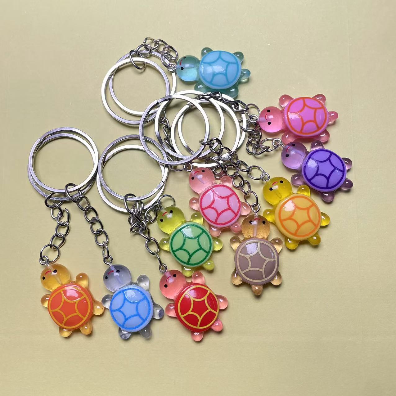 High-Value Ins-Style Resin Translucent Luminous Colorful Little Turtle Keychain Trendy Versatile Pendant for Girls