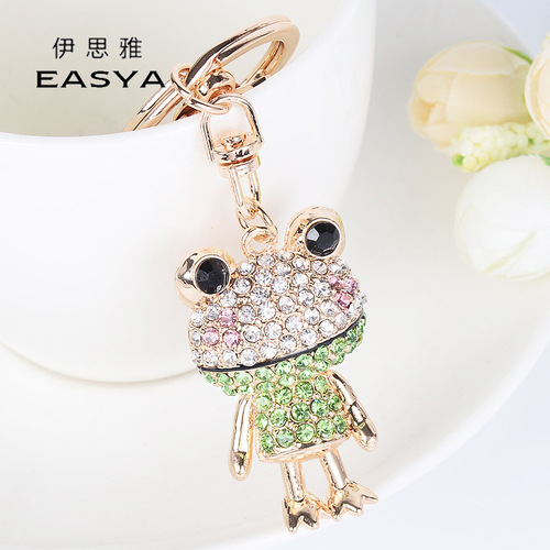 Exquisite frog series car bag diamond keychain cute frog creative metal keychain manufacturer wholesale