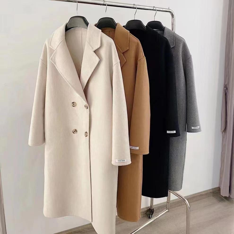 Abbigliamento donna 100% cashmere double face cappotto invernale classico colletto abito retrò cappotto doppiopetto ampio_voghion.com