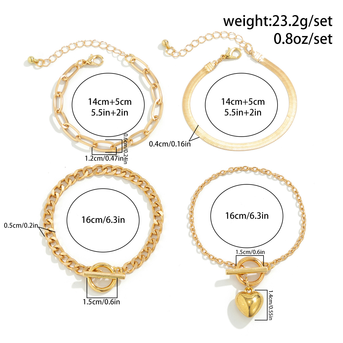 Simple Style Classic Style Heart Shape Alloy Plating Gold Plated Women's Bracelets display picture 1