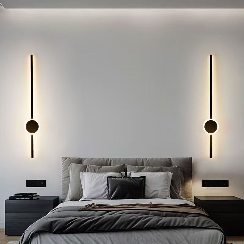 Luz de pared de pared moderna minimalista estilo minimalista pared de fondo creativa barra larga LED dormitorio cabecera de cama