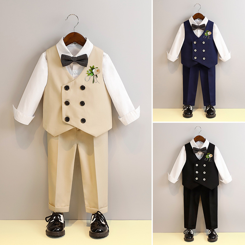 Children's Vest Suit Spring New Style Flower Girl Wedding Outfit Baby's First Birthday Suit Boy's Piano Performance Outfit Children's Vest Suit Spring New Style Flower Girl Wedding Outfit Baby's First Birthday Suit Boy's Piano Performance Outfit