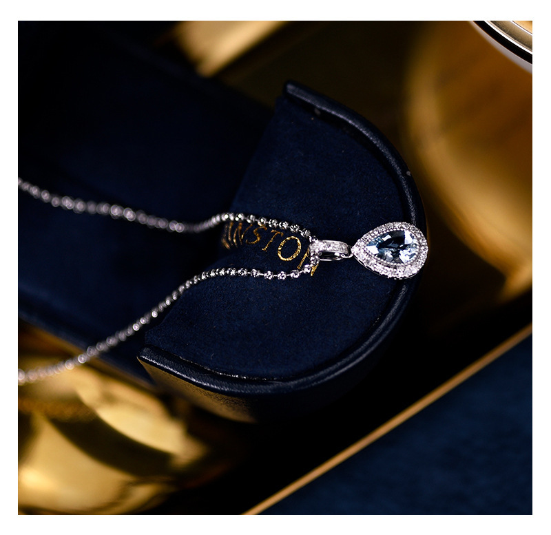 10g Weight Gem, Zircon Inlay Material Pendant Necklace Classification 1 Piece Quantity Banquet, Party Occasion 925 Sterling Silver Gem Zircon Plating Inlay Water Droplets Pendant Necklace