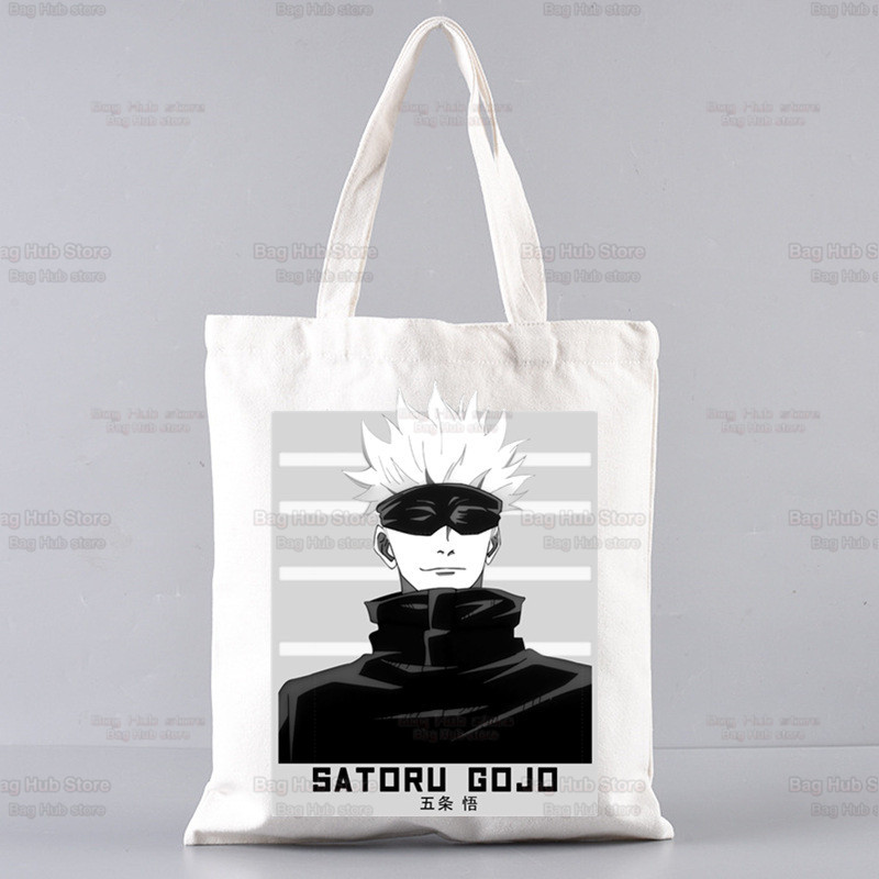 Jujutsu Kaisen Gojo Goku impresa bolsa de lona Harajuku bolso de hombro bolso de moda estudiante bolsa de compras