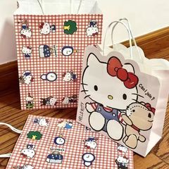 かわいい漫画の女の子のハート猫格子ギフトポータブル収納包装紙袋誕生日ギフト卸売カスタム加工