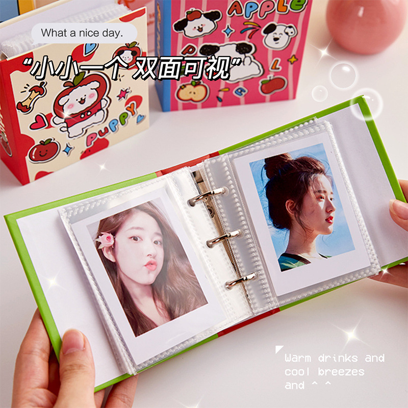 Álbum de tarjetas fresco pequeño estilo ins original Álbum de fotos Polaroid de dopamina de alto valor Álbum de almacenamiento de tarjetas pequeñas de 3 pulgadas para niñas