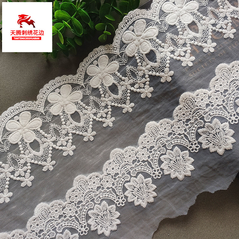 天腾厂家批发新款服装辅料婚纱布料刺绣网布蕾丝花边家居窗帘装饰