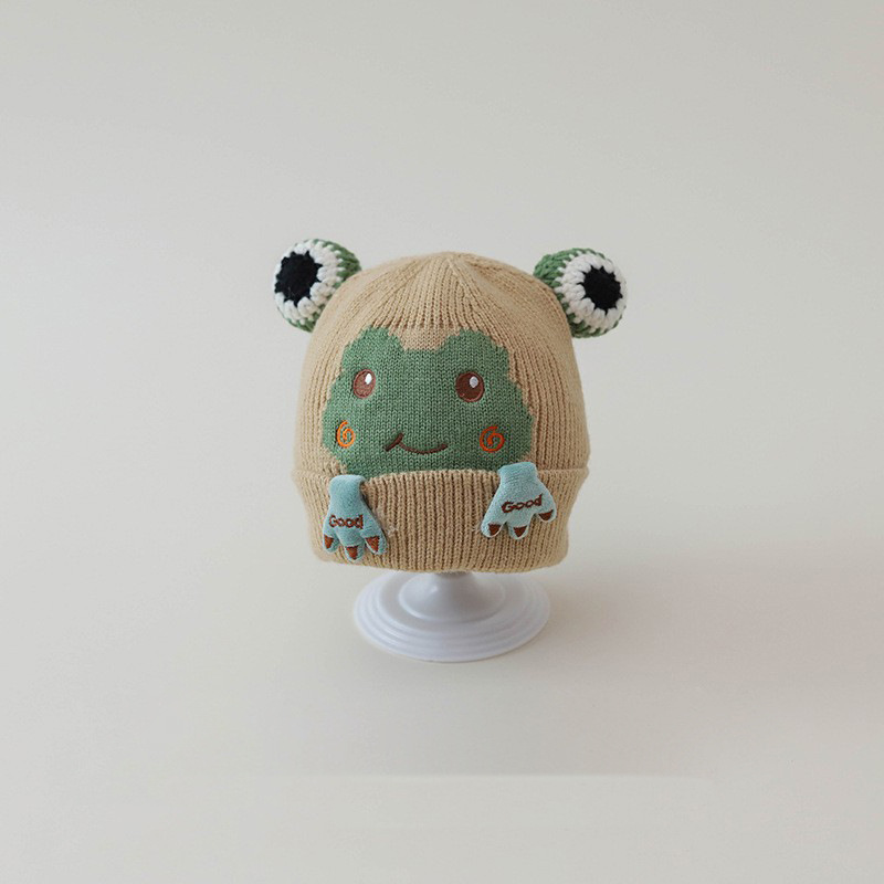 Sombreros para bebés otoño y invierno lindos de dibujos animados bebés gorras de lana de punto gruesas calientes protectoras de oídos para bebés y niños pequeños gorras