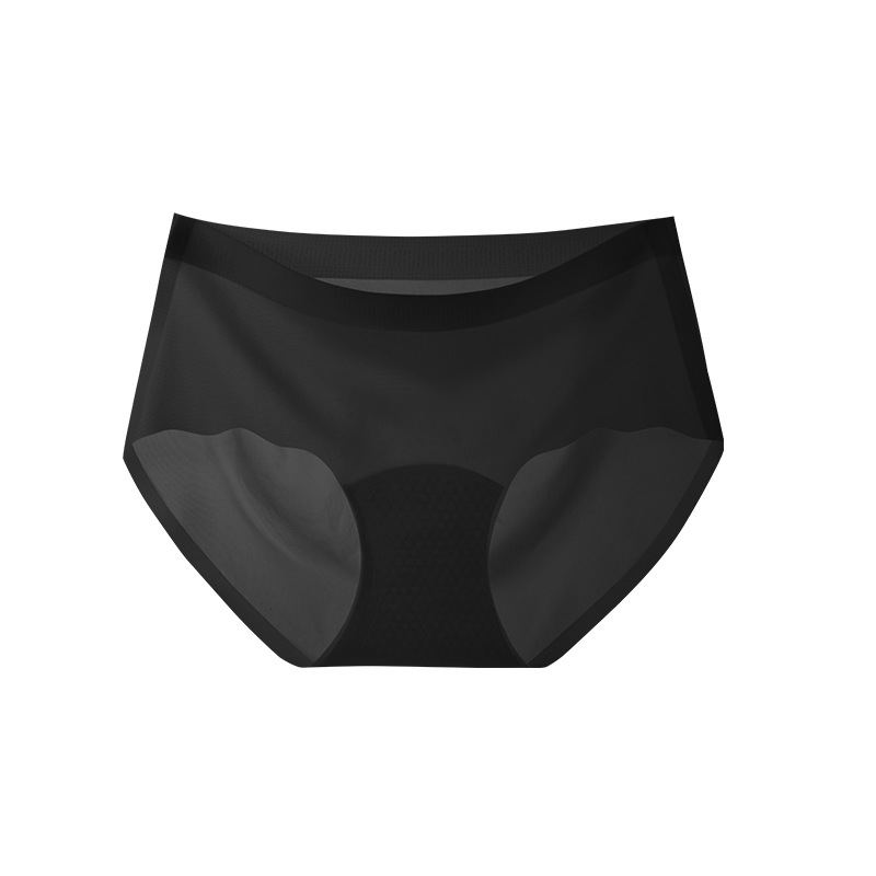 Calzoncillos de seda de hielo para mujeres desnudas sin pellizcar nalgas 10A entrepierna antibacteriana sin costuras Calzoncillos de mujer transpirables sin costuras de cintura media de seda de hielo