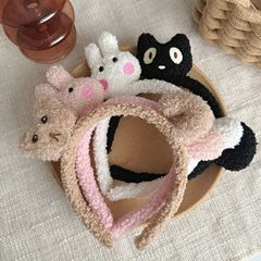 日韓甜美可愛毛絨防滑外出發箍頭飾 百搭卡通動物壓發洗臉頭箍