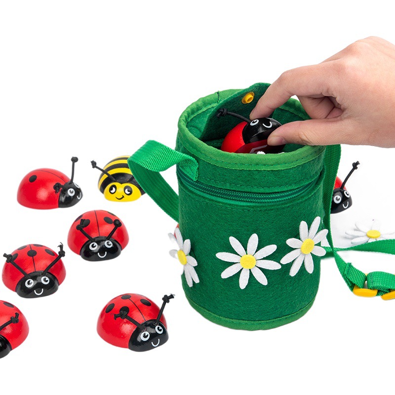 De los niños de madera juguetes bebé educación temprana rompecabezas contando escarabajo juego Niños y Niñas iluminación reconocimiento digital bloques construcción memoria