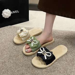 Outdoor slippers women's Korean style 2024 Summer new butterfly knot slippers women's outdoor home fashion all-match Fashion Casual