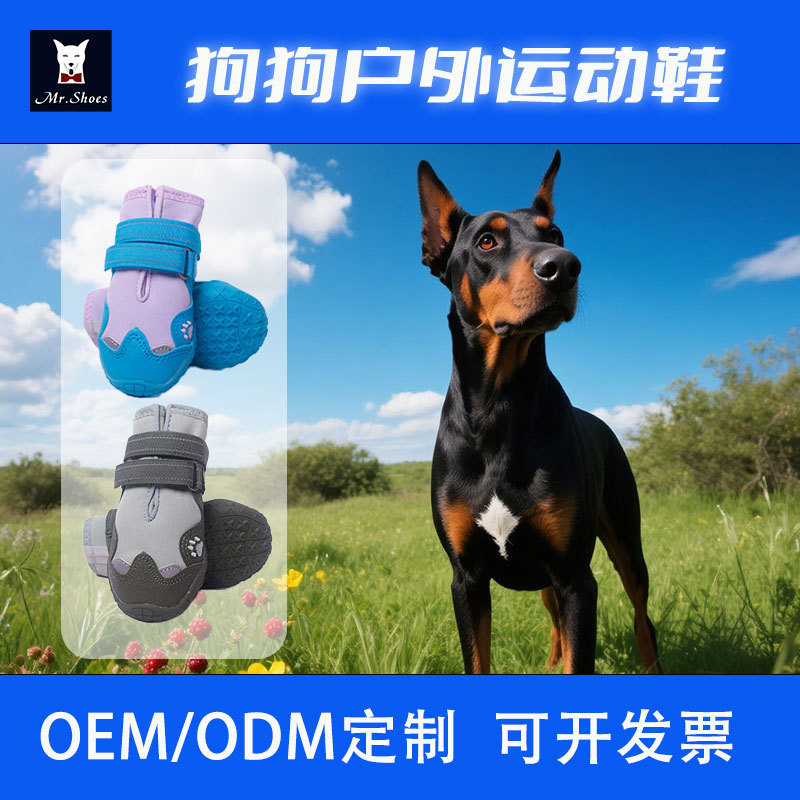 Zapatos para perros resistentes al desgaste de cuatro estaciones, deportes al aire libre para perros, zapatos de suela blanda de goma antideslizante, zapatos para mascotas, fábrica al por mayor