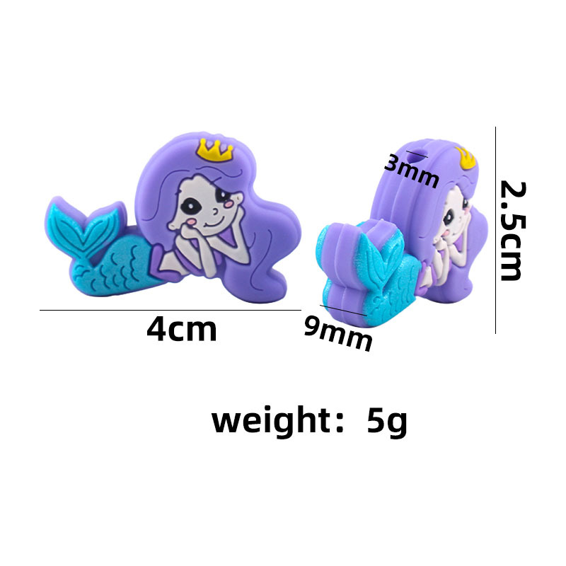 Nueva madre y el niño suministros de dibujos animados sirena cuentas silicona creativo DIY chupete cadena pulsera juguete mordedor Accesorios