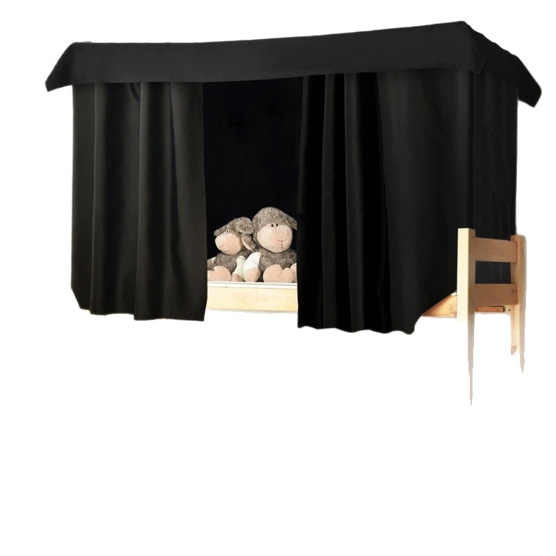 Cortina de cama de sombreado fuerte engrosada negra pura, dormitorio de estudiantes, litera superior e inferior, litera superior, litera inferior masculina, cortina femenina, cortina de mesa