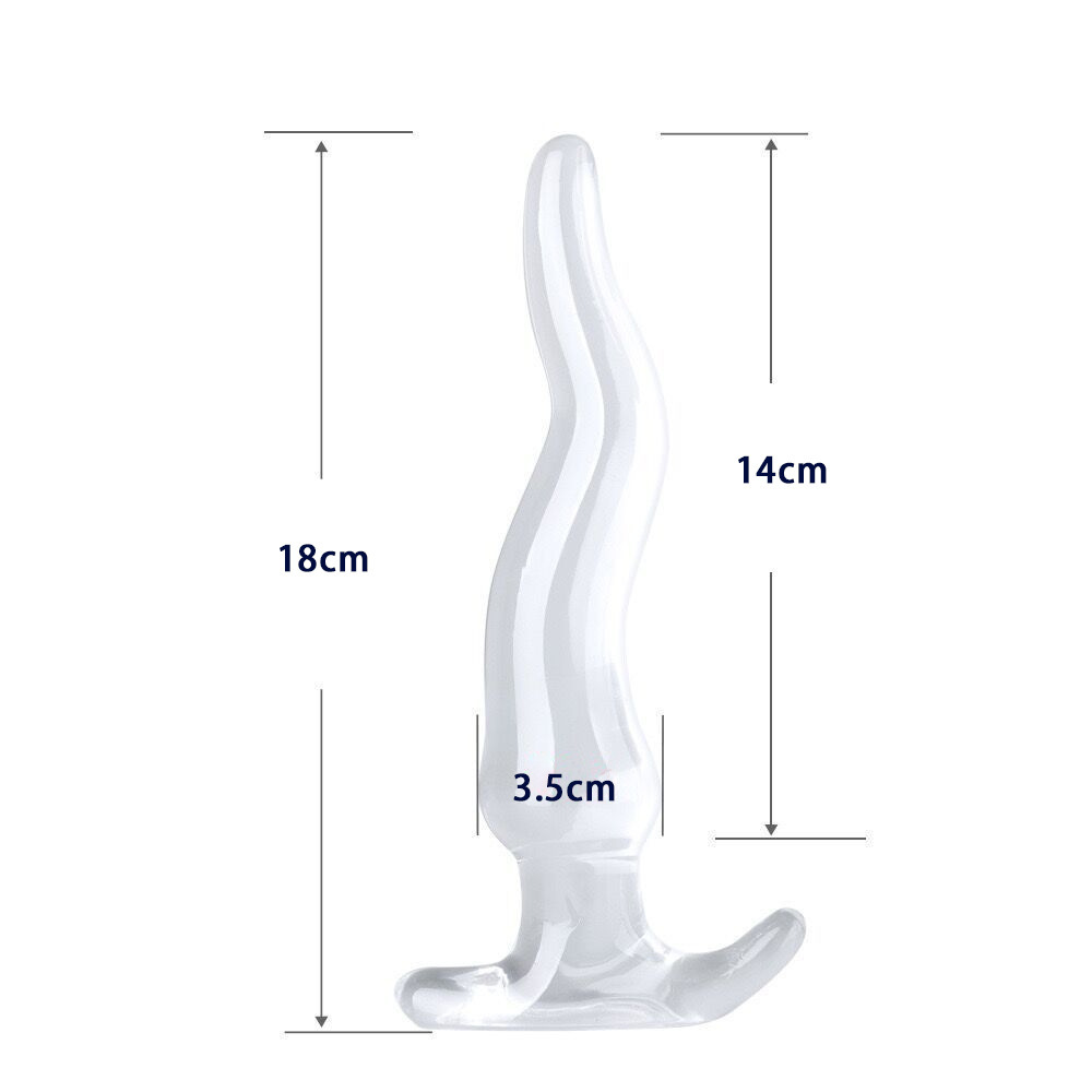 Transparent Oversized Anal Plug, TPE Rear Massager for Adults, White Crystal Finish — detail image 3