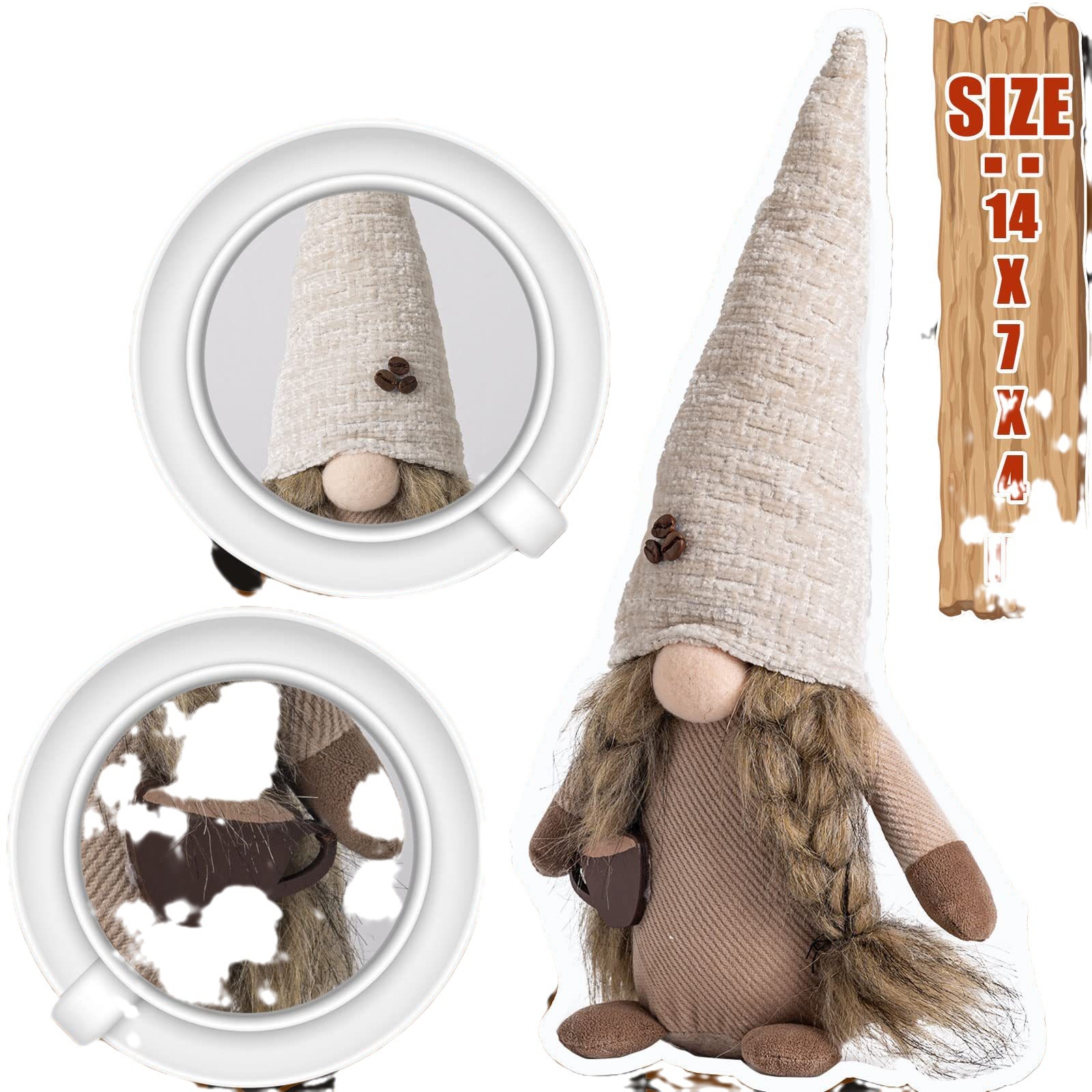 Cruzar la frontera nueva muñeca sin rostro de punto café de molienda a mano decoraciones navideñas muñeca sin rostro decoración del hogar