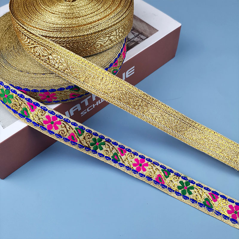 民族风金色花边傣族花边少数民族风阿卯苗族服装裙子装饰辅料