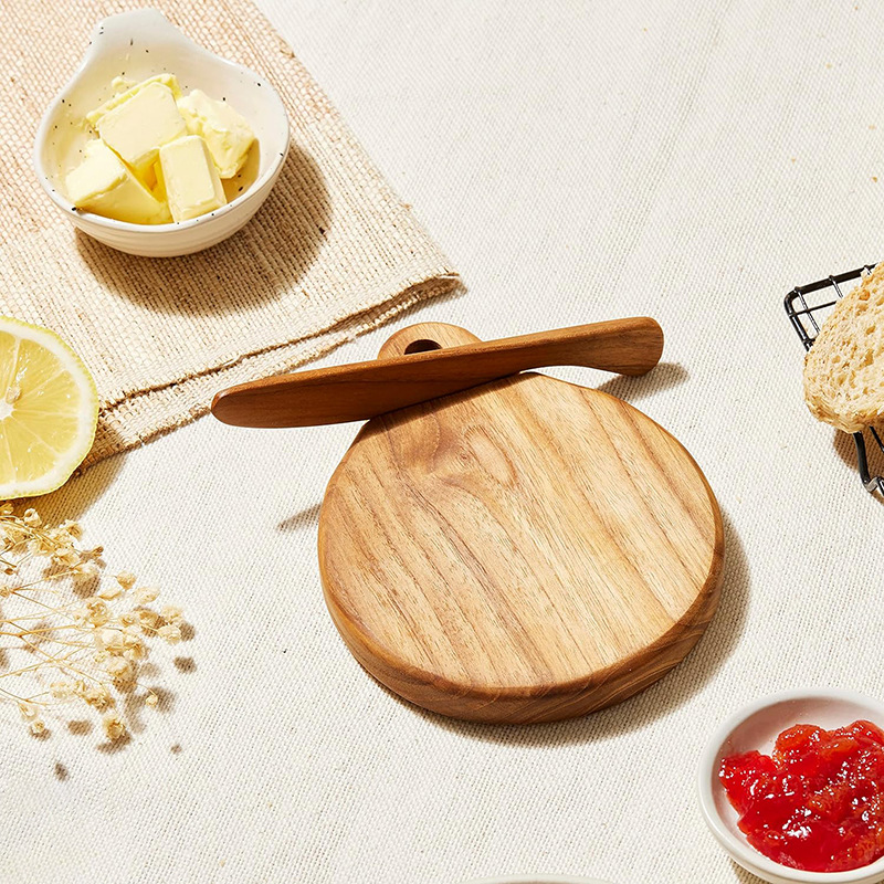 Tabla de cortar de madera portátil para el hogar pan tostado tabla de cortar con mermelada cuchillo tablero de frutas suplemento de alimentos para bebés bandeja de tablero