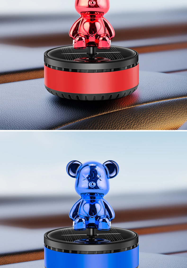 Creative Car Air Freshener Violent Bear Center Console Solar-Powered Rotating Perfume Car Interior Decoration Car Ornament