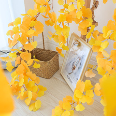 Simulated ginkgo leaves rattan vine decorations tree leaves fake leaves plastic branches silk flowers banyan leaves white yellow ginkgo leaves