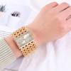 Fashionable square quartz golden watch for leisure stainless steel, 2023