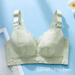 新款上开扣哺乳内衣喂奶乳胶文胸聚拢大胸显小无钢圈薄款孕妇专用
