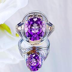 Santorini-inspired amethyst-wrapped braided ring&mdash;romantic, trendy, niche, minimalist, and versatile topaz ring.