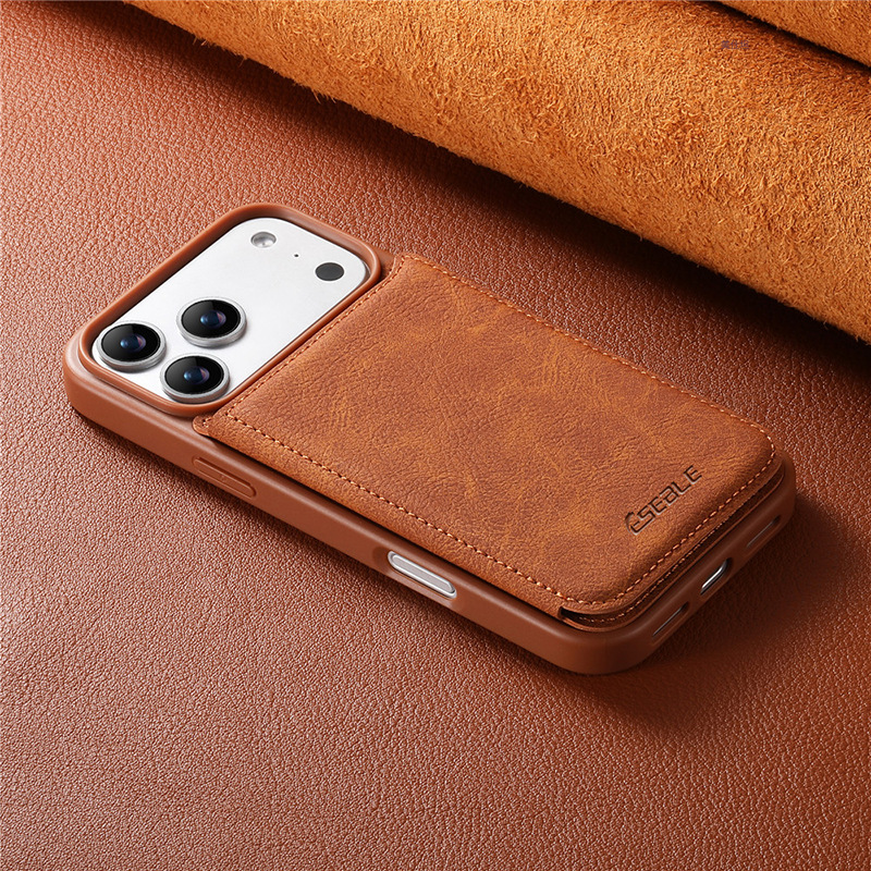 Ốp lưng da iPhone 17 Pro Max tích hợp khe thẻ, chống rơi toàn diện — [Mẫu cổ điển màu đen ★ Lắp nắp lưng thẻ vào., [Mẫu cổ điển màu nâu nhạt ★ Lắp nắp lưng thẻ vào., [Mẫu cổ điển màu xanh ★ Lắp nắp lưng thẻ vào chi tiết 4