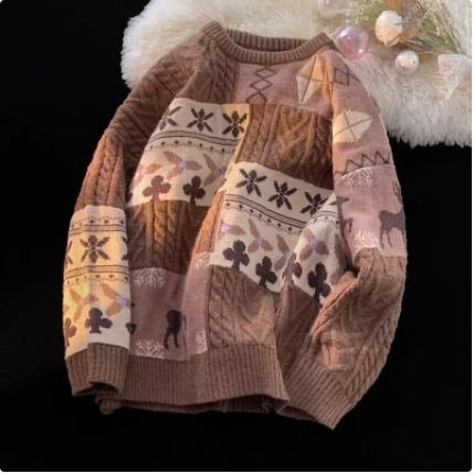 Pull en tricot de style américain pour homme, paresseux, haut de gamme, à manches courtes, de niche, de marque tendance, même pull en tricot pour couple_voghion.com