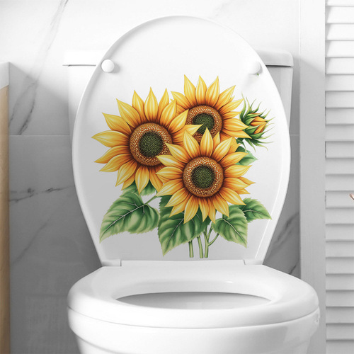 Shangyi PVC Self-Adhesive Removable Toilet Paper Sunflower Moistureproof Bathroom Drop Ship