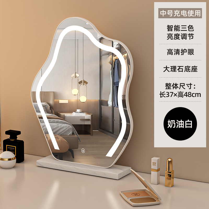 Espejo de maquillaje de escritorio con lujo nuevo LED inteligente dormitorio principal espejo de梳妆台 mayorista