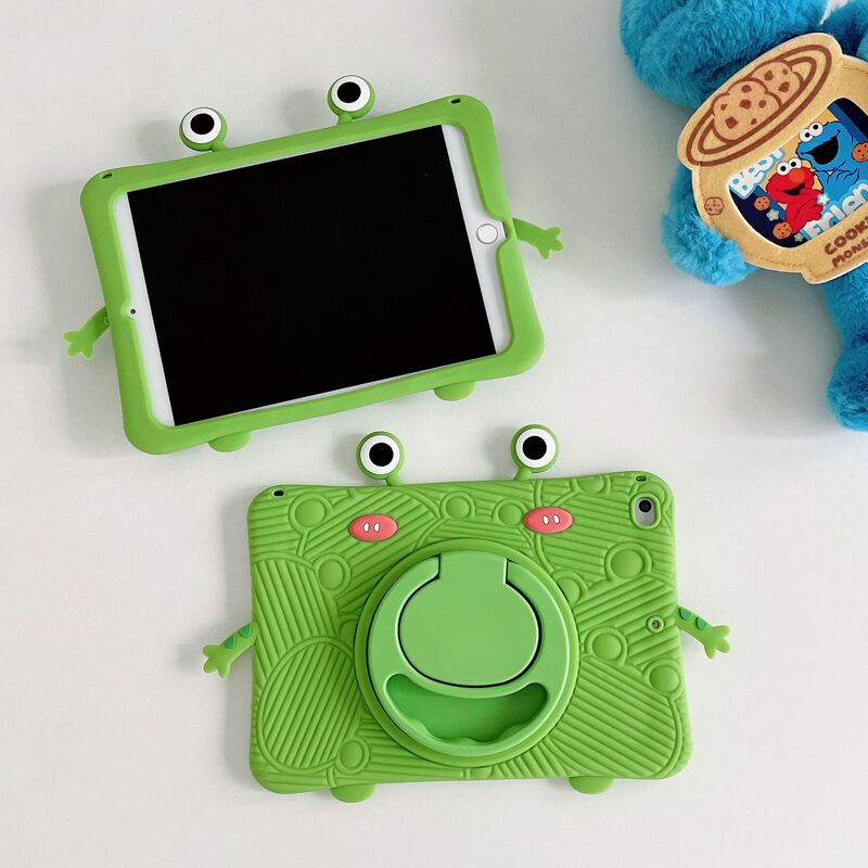 Three-dimensional frog ipad mini123 flat protective cover 360 rotating bracket ipad5 silicone air4 suitable Three-dimensional frog ipad mini123 flat protective cover 360 rotating bracket ipad5 silicone air4 suitable