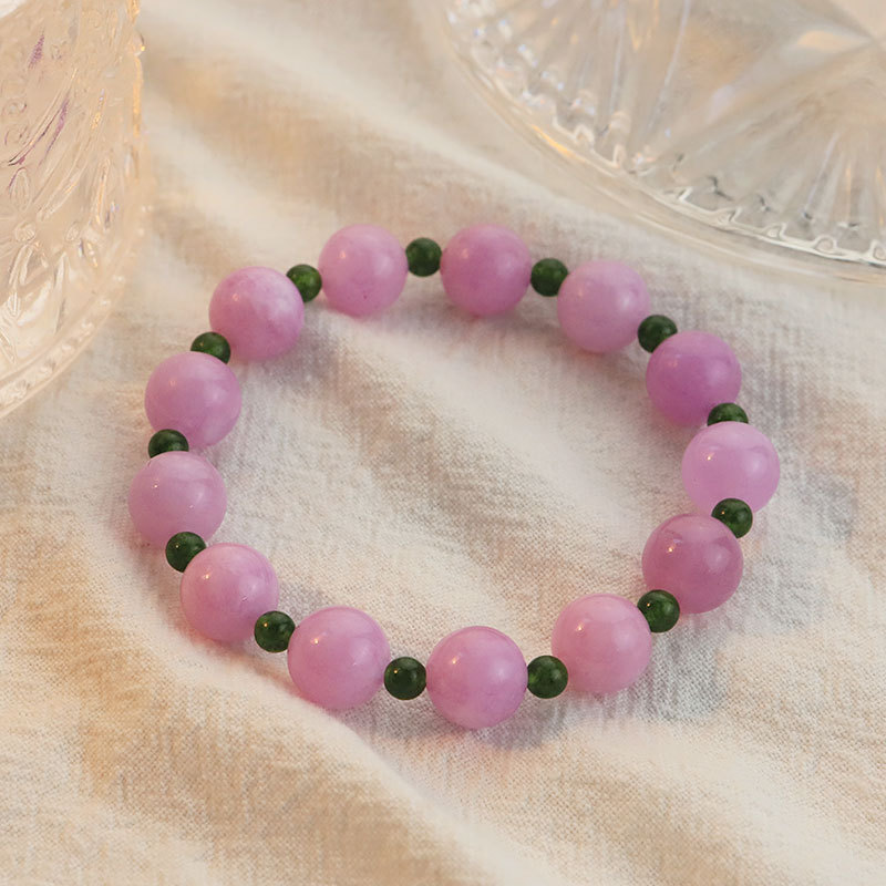 Hecho a mano de púrpura de piedra natural de doble color pulsera nueva exquisita estilo chino versátil pulsera de alta sensación de cuentas joyas diy