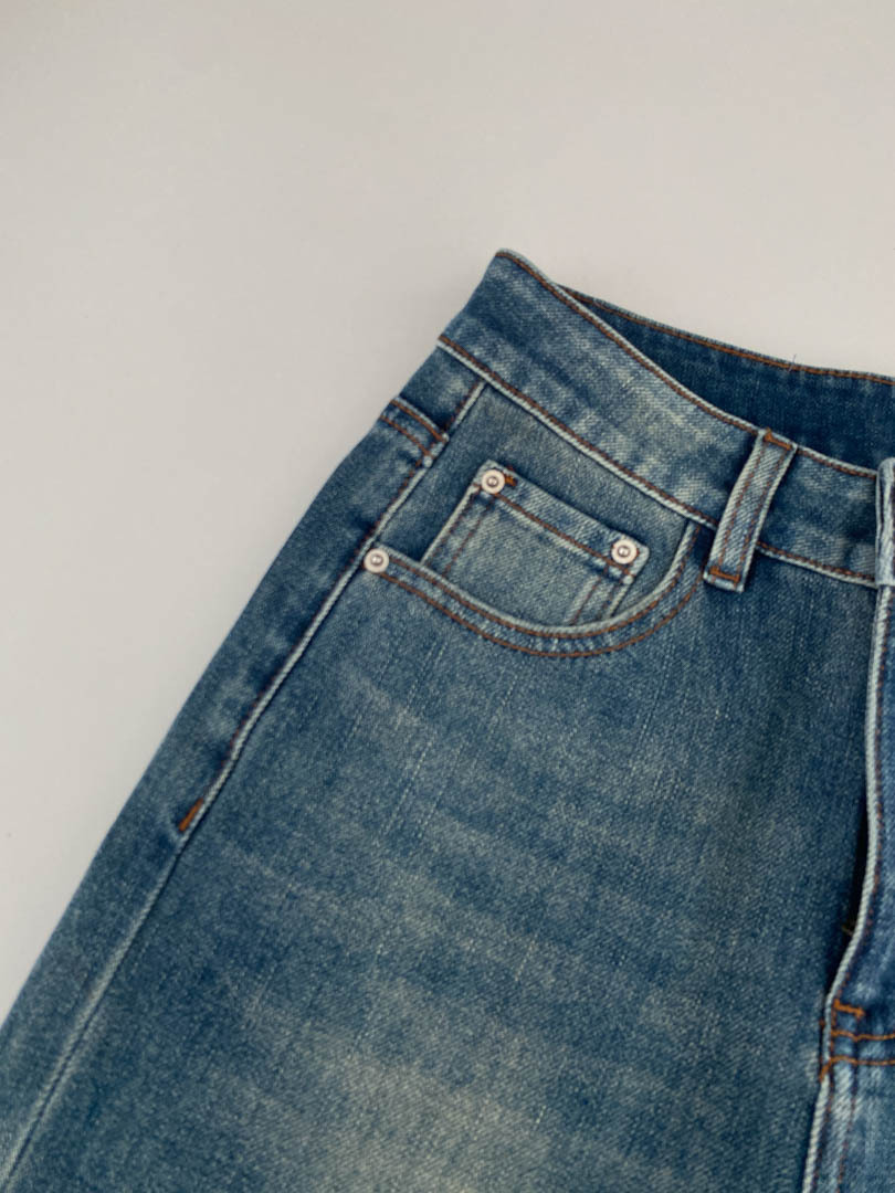 GAGD retro blue four-sided elastic slim nine-inch jeans for women, Korean style, high-waisted, slimming, slightly flared jeans pic 23