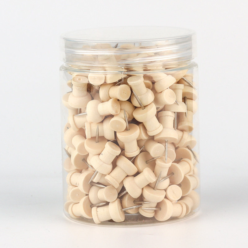 跨境供应120枚高帽木制图钉大头钉创意可爱圆头照片墙装饰工字钉