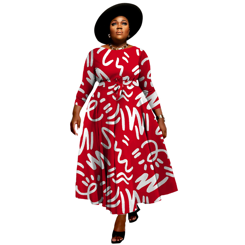 Regular Dress Retro Lady Round Neck Printing 3/4 Length Sleeve Printing Maxi Long Dress Tea Party Street display picture 14