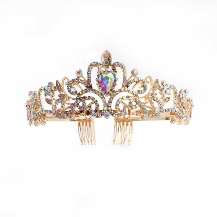 Corona de novia, tiara de metal para cumpleaños, accesorio para el cabello de reina, diadema para graduación, accesorio para el cabello en oro rosa