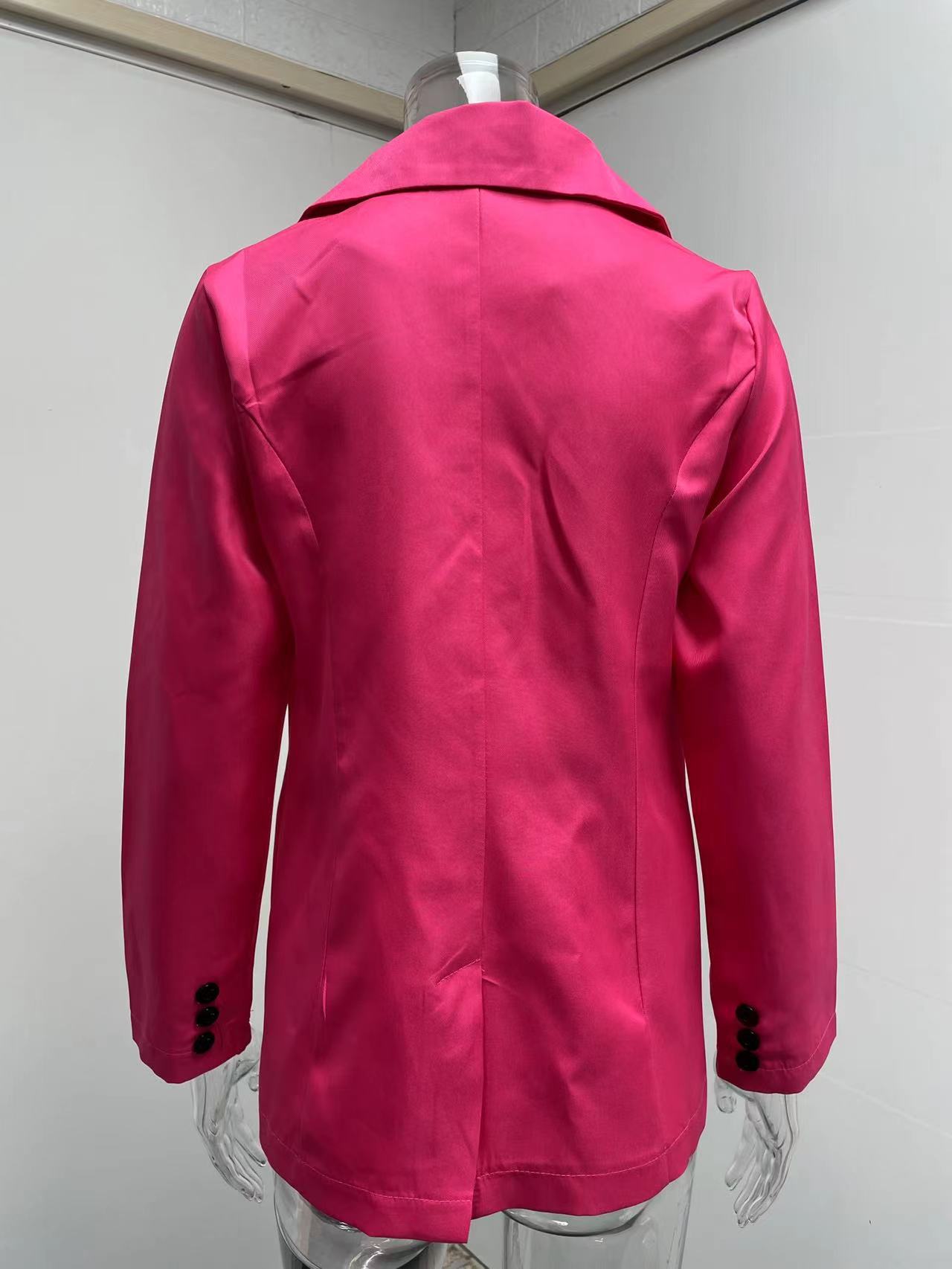 Women's Clothing Long sleeved Solid Color Button Suit Women's Jacket Cardigan_senzul.com