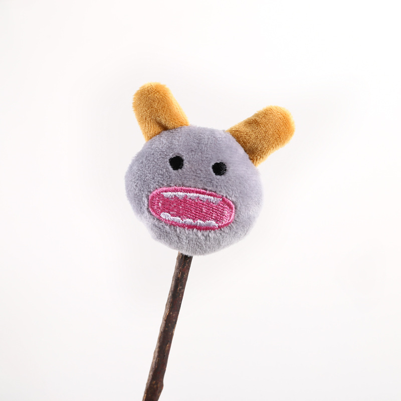 Mascota gato dientes molares limpieza auto-Hola pequeño monstruo campana de peluche juguete de madera cielo Liao piruleta mordedura palo
