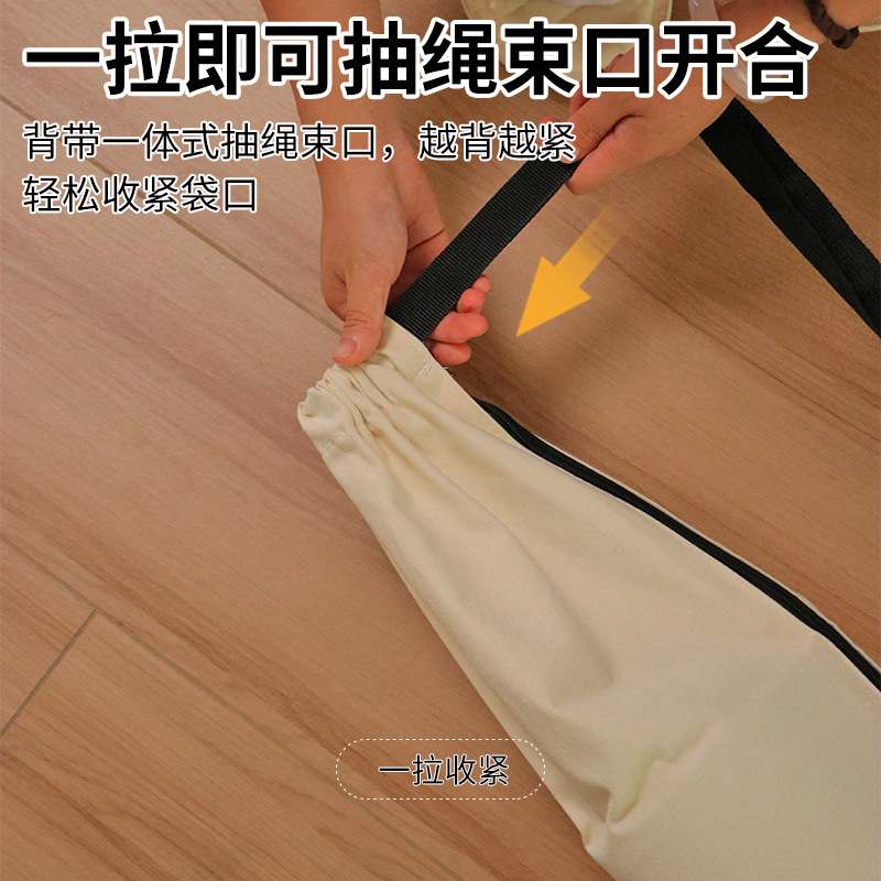 キャンバスの長いストライプのリュックサックの大容量の防湿パッドのヨガのバッグの長い筒の収納袋の延長の斜めにロープの束の口の包みを越えます。