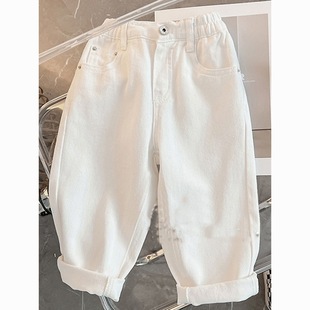New Spring All-match Casual Children's Pants Girls Fashion Trousers South Korea Children's Wear Boys and Girls White Jeans